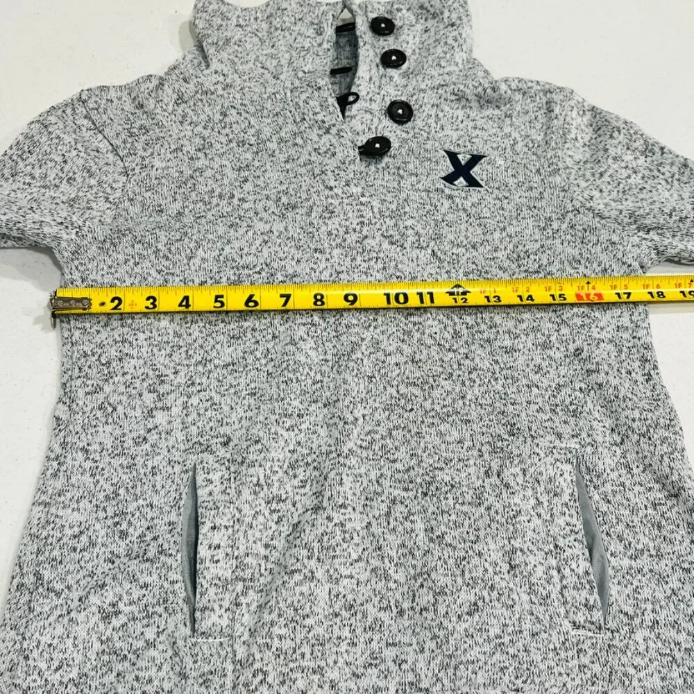 Xavier Musketeers Champion Elite Fleece Sweater Pullover Henley Heathered Gray S - Picture 3 of 8